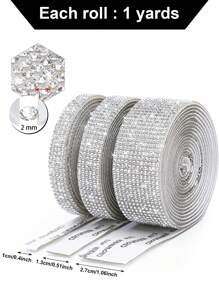1-3 Rolls Self-Adhesive Crystal Rhinestone Diamond Ribbon DIY Decoration Sticker With 2 Mm Rhinestones For DIY Event Car