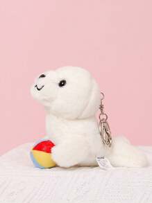 1 Pieza Llavero De Peluche Blanco Lindo De Foca De 3 Pulgadas Para Decoración De Mochila - Blanco - Ver 5