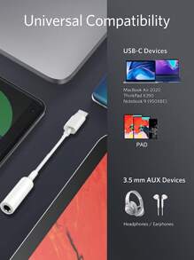 USB Type C To 3.5mm Female Headphone Jack Adapter,USB C To Aux Audio Dongle Cable Cord Compatible,Usb C Male To 3.5mm Female Headphone Jack Works Well With All Type-C Devices: GalaxyS23 S23+ S23 Ultra, S22 S22+ S22 Ultra, S21 S21+ S21 Ultra, S20 Ultra S20 Z Flip S20+ S10 S9 S8 Plus, Pixel 5 4 3 2 XL, Compatible With IPhone 15 Plus IPhone15 Pro Max,IPad Pro 2020/ 2018, And More. - White - View 3