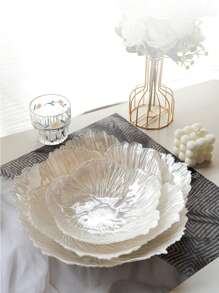 1 pezzo di vassoio di lusso in vetro moderno e semplice con perle finte, altamente decorativo e colorato, adatto per riunioni in famiglia, dessert, frutta o piatto per gioielli, un regalo di Natale - Bianco - Visualizzare 7