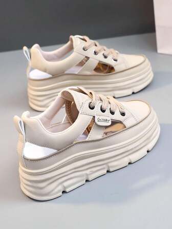 [ Thick Soled And Tall Series ] Spring Break 2025 New Women's Casual Shoes, Women's Thick Soled Shoes, White Shoes, Comfortable Sports Shoes, Height Increase By 7cm, Party Shoes, Suitable For Short Women's Sports Style