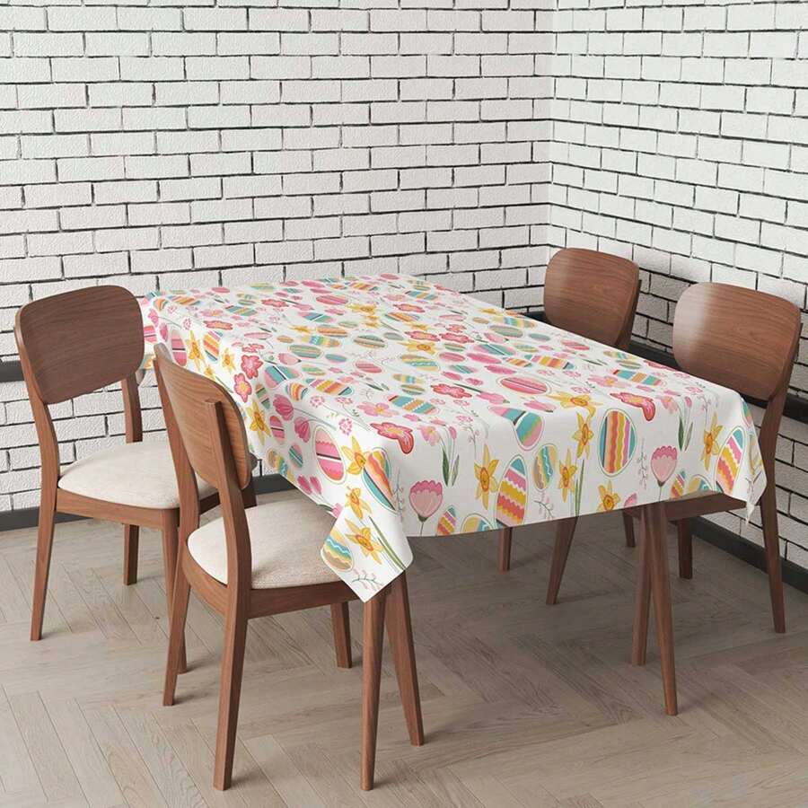 1 Pieza Mantel Impreso Con Patrón De Huevos De Pascua, Decoración Para El Hogar, Restaurante Y Cocina. Accesorios De Mesa Y Protección De La Misma - Z26 - Ver 1