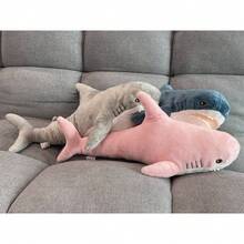 1 件組可愛睡鯊毛絨枕頭,17 英寸,臥室裝飾,毛絨玩具,娃娃 - 灰色 - 查看 8