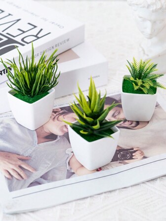 3pcs Artificial Mini Pot, Aloe Vera, Sword Grass, Fern Leaf, Artificial Succulents,Green Artificial Plants,Plastic Artificial Plants,Spring,Spring Decor,Spring Doormat,Simple And Modern Style, Resistant To Oxidation And Color Fading - For Home Decoration, Vases, Weddings, Parties, Living Rooms, Dining Room,Bedrooms, Exhibition, Hotel,Gallery,DIY Walls, Office Desk Filler., Valentine Day, Gift