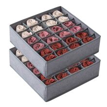 袜子和内衣抽屉整理器，可折叠衣柜和橱柜储物盒，用于衣服、袜子、内衣、领带 - 24 个隔间（灰色）学校用品学校配件返校大学生组织者学校组织者袋教师储物袋组织者储物箱衣柜整理器用于服装衣柜储物衣柜隔板衣柜隔板适用于卧室宿舍毛衣袜子裤子牛仔裤内衣袋用于学校学校用品