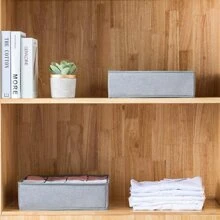 袜子和内衣抽屉整理器，可折叠衣柜和橱柜储物盒，用于衣服、袜子、内衣、领带 - 24 个隔间（灰色）学校用品学校配件返校大学生组织者学校组织者袋教师储物袋组织者储物箱衣柜整理器用于服装衣柜储物衣柜隔板衣柜隔板适用于卧室宿舍毛衣袜子裤子牛仔裤内衣袋用于学校学校用品