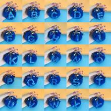 1 Pc Alphabet Initial Letter Keychain Cute Plush Key Chain Cute Sequins Resin Key Chain Ring Bag Backpack Charm Car Hanging Pendant Women Girls Gift Wallet And Handbag Accessories Keychain With Tassels Alphabet Initial Letter A-Y Plush Keychain Plushie Pom Poms - Blue - View 3