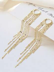 1pair Luxury Chain Metal Tassel Drop Earrings For Women Wedding Dresses Jewelry Valentine's Day Gift Elegant Party Halloween