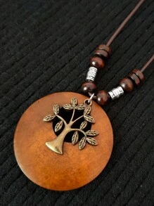 1入組復古風格木頭合金貓頭鷹長款女性項鍊 - 彩色 - 查看 13