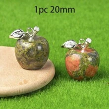 1pc Natural Crystal Jade Apple Small Ornament Mixed Colorful Gift