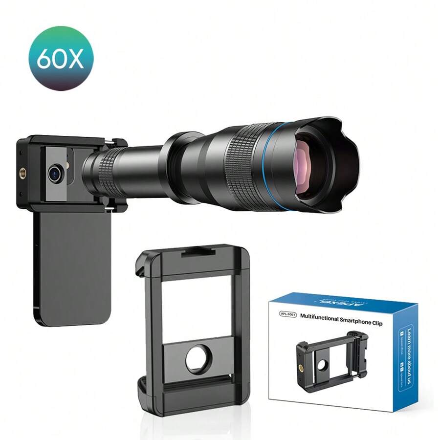 APEXEL 60倍長焦鏡頭強大望遠鏡遠距離攝像頭，適用於觀鳥露營，手機望遠鏡鏡頭附三腳架，與iPhone小米三星華為和大多數智慧型手機兼容