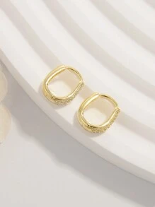 Vaerine 1 Đôi Bông tai Zirconia nhân tạo bằng bạc 925 tinh tế, nhẹ, đơn giản và sáng bóng thời trang cổ điển dành cho nữ, thích hợp để hẹn hò, tiệc tùng và đeo hàng ngày, thể hiện sự quyến rũ, một món quà cho phụ kiện - Vàng - Xem 4