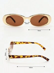 1pc Oval Shaped Small Metallic Frame Textured Characteristic Y2k Fashion Sunglasses For Taking Photos Boho - Multicolor - View 7