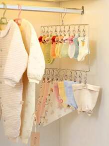 1 móc treo đồ lót gấp gọn bằng thép không gỉ, giá phơi đồ lót tất nhiều kẹp, kẹp quần áo tủ quần áo chắc chắn, kẹp tất, giá phơi quần áo nhiều đầu, giá để đồ và phơi đồ cho phòng ngủ và ban công, trang trí lễ hội, trang trí phòng, trang trí nhà, trang trí phòng ngủ, mùa xuân, tối giản, mùa hè - Bạc - Xem 6