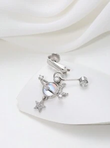 1pc Delicate Universe Design Non-Piercing Copper Navel Ring For Belly Dancing - Silver - View 2