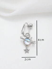 1pc Delicate Universe Design Non-Piercing Copper Navel Ring For Belly Dancing - Silver - View 3