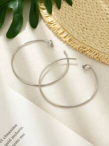 1pair Fashion Iron Alloy Minimalist Ear Cuff For Women For Daily Decoration - Silver - View 2