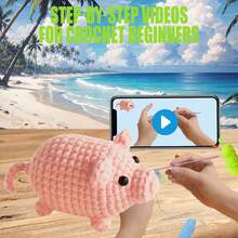 企鵝針織套件-初學者,動物針織入門套件-一套完整的針織套件,附帶說明和逐步視頻教程,適用於成年人的可愛動物娃娃diy手工藝品,可用作家居桌面裝飾,也可以作為假期、聖誕、母親節生日禮物。完成針織套件,可以做出兩只企鵝-藍色 - 粉色 - 查看 2