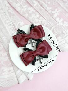 Bộ 2 phụ kiện tóc phong cách Gothic dành cho nữ, tông màu tối, phù hợp cho các lễ hội và sử dụng hàng ngày cho những người yêu thích phong cách Gothic. Bao gồm kẹp tóc nơ, kẹp càng cua, kẹp tóc cài đầu, phụ kiện đội đầu. - Nhiều màu - Xem 4