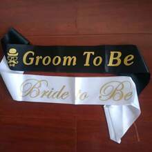 Set de 2 bandas- banda de la novia y del novio para fiesta de despedida de soltera, decoraciones para boda, fiesta nupcial (blanca y negra), Navidad