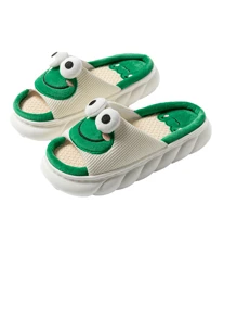 加厚EVA女拖鞋，柔軟輕便情侶卡通可愛家居拖鞋，適用於夏天 - 綠色 - 查看 2