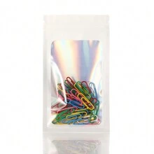 100入組自封式白色陰陽太極全息激光彩色框架食品收納袋,適用於耳環,項鍊,珠寶等物品 - 100個鐳射彩框白色 - 查看 14