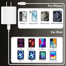 USB C充電器，兼容iPhone 15，1入20W PD牆充電器塊和6英尺USB C到C快速充電線，兼容iPhone 15/15 Pro Max/15 Pro/15 Plus，iPad Pro/Air/Mini等設備 - 白色 - 查看 6