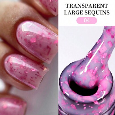 XEIJAYI 1 szt. 8 ml błyszczący lakier żelowy do paznokci Ice Through Shiny Bling – lakier żelowy UV/LED do stosowania w salonie i w domu – brokatowy wzór zdobienia paznokci