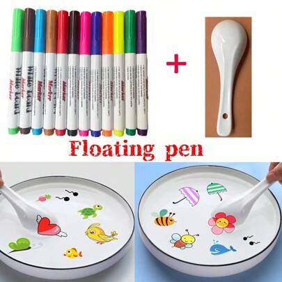 Christmas Decoration 1/8/12pcs Magic Water Drawing Pen Colorful Marker With Floaty Ink For Children's Montessori Early Education Toy, Suitable For Painting School Supplies,Girls Toys,Camping,Christmas Items,Bogg,Christmas Toys,Kids Craft Kits