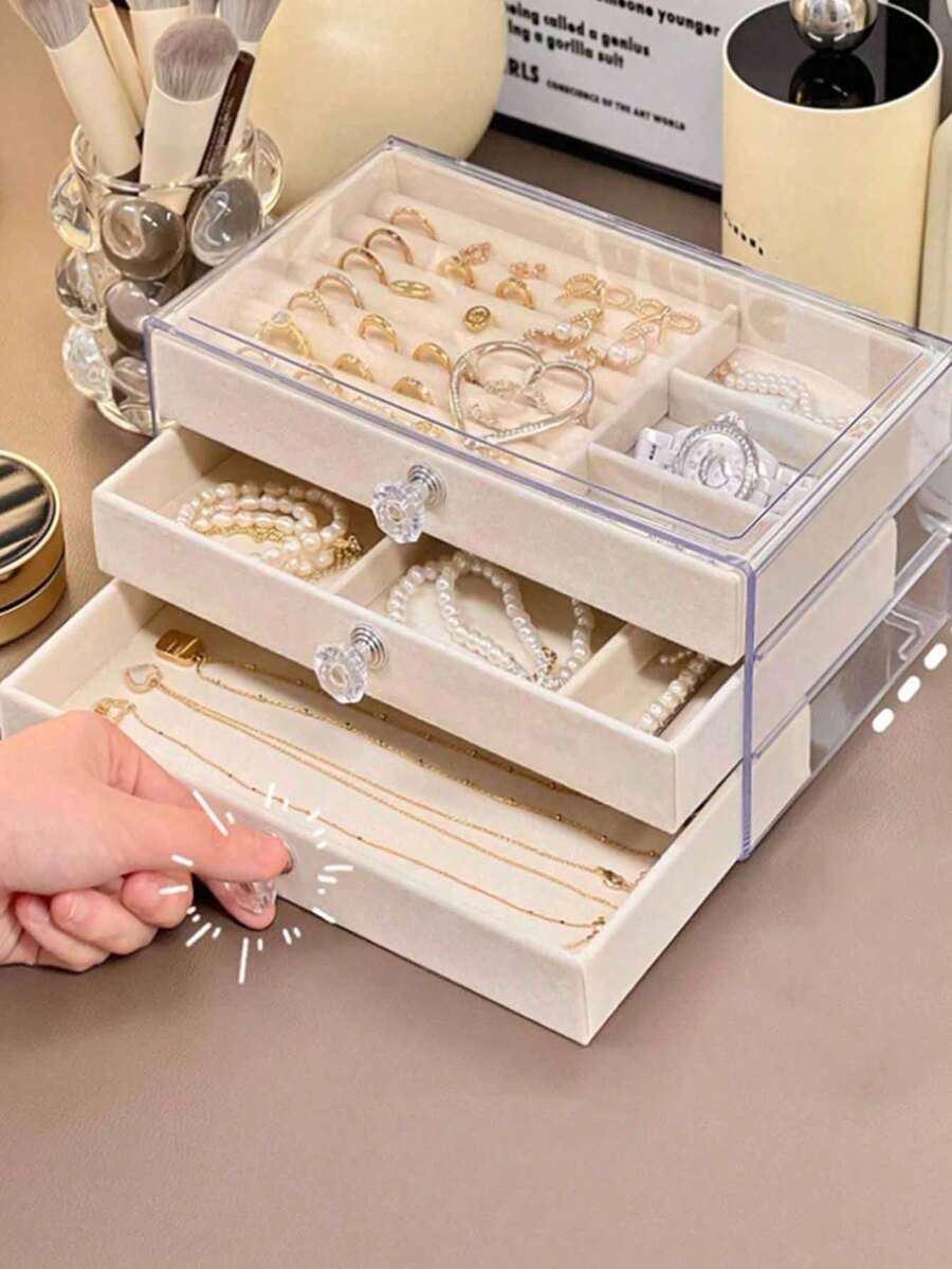 1 件珠宝盒收纳盒，适用于戒指、耳环、项链和手镯，便携式旅行装情人节