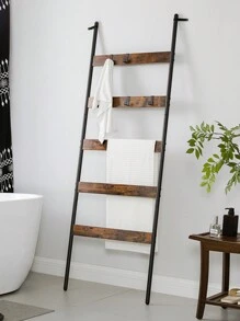 VASAGLE Étagère échelle inclinée, Porte-Serviettes, 5 Niveaux, Largeur 65 cm, Cadre en Acier, pour couvertures, Serviettes, Foulards, Style Industriel, Marron Rustique et Noir - Bordeaux - Voir 4