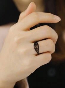 1pc Stainless Steel Vintage Pentagram Ring, Unisex Fashionable Hiphop Amulet Finger Ring, Couple/Holiday Gift