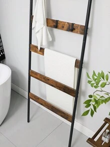 VASAGLE Étagère échelle inclinée, Porte-Serviettes, 5 Niveaux, Largeur 65 cm, Cadre en Acier, pour couvertures, Serviettes, Foulards, Style Industriel, Marron Rustique et Noir - Bordeaux - Voir 6