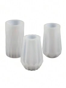 用于制作花瓶、笔筒、化妆品收纳盒、家居装饰、环氧树脂工艺品、水泥、石膏铸件的 DIY 钻石形硅胶模具 - 白色矽膠模具 - 查看 4