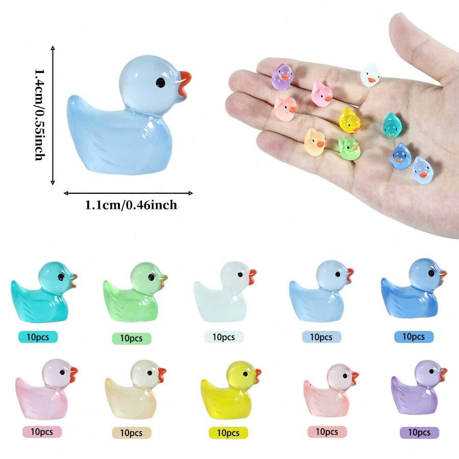 100pcs Multicolor Resin Glow In The Dark Duck Shaped Furniture Decor For Micro Landscape Diy - Multicolor - View 1