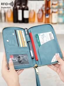 CHARM INFINITE RFID Anti-Theft Brush Creative Aircraft Passport Bag Fashion Wallet Ticket Credit Card Bag Multifunctional Zipper Passport Holder With Wrist Strap Travel Stuff Travel Organiser Travel Items Travel Wallet Passport Holder Passport Wallet Beach Vacation Bag Summer