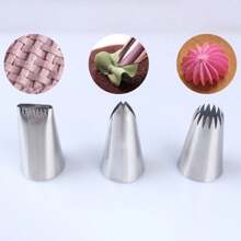 6pcs Vintage Cake Decorating Tips Stainless Steel Baking Tool For Butter Cream Frosting And Other Uses - Silver - View 1