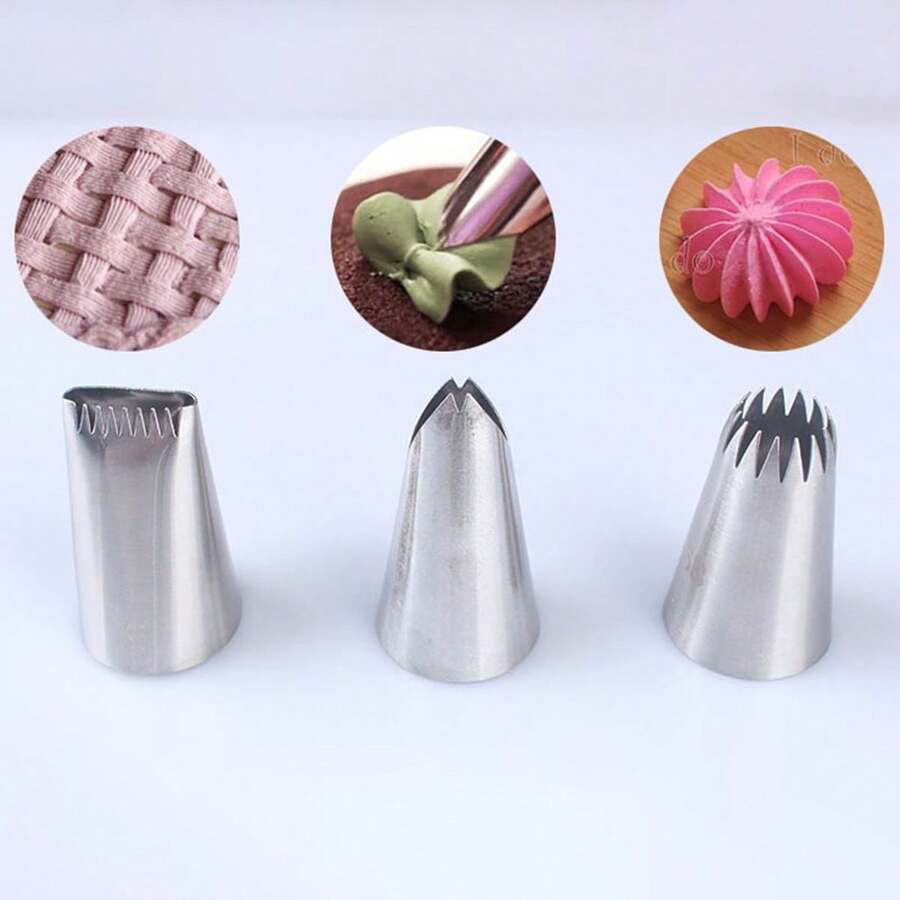 6pcs Vintage Cake Decorating Tips Stainless Steel Baking Tool For Butter Cream Frosting And Other Uses - Silver - View 1