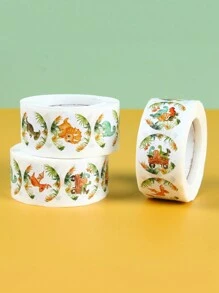 500张丛林动物圆形贴纸，生日派对礼品包装用品，糖果礼品袋封口贴纸，剪贴簿贴纸，DIY日记贴纸，装饰贴纸标签 - 彩色 - 查看 4