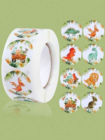 500pcs Jungle Animal Round Stickers, Birthday Party Gift Packaging Supplies, Candy Gift Bag Sealing Stickers, Scrapbooking Stickers, DIY Journal Stickers, Decorative Sticker Labels