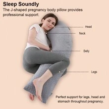 1pc J-Shaped Single Leg Pregnancy Pillow, Soft Lumbar Support Side Sleeper Cushion, Essential For Daily Rest - Grey - View 3