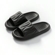 EVA Lightweight Comfortable Non-Slip Slippers, Unisex Home Bathroom Shower Sandals, Summer - A442 Black - View 1