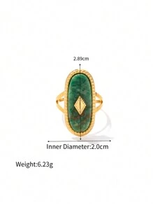 Uworld 1 件 18k 鍍金復古奢華不銹鋼藍色金石和非洲玉戒指,適合女士日常佩戴和手鍊製作