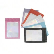 100入組自封式白色陰陽太極全息激光彩色框架食品收納袋,適用於耳環,項鍊,珠寶等物品 - 100個鐳射彩框白色 - 查看 5