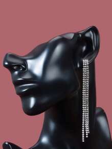 1對流蘇和鑽石裝飾女士耳環,派對或婚禮配件