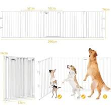 Foldable Gate For Children/Dogs/Cats, Fireplace Gate With Door, Metal Stove Gate, Playpen/Safety Gate, 5 Elements, Choice Of Color (White) - 白色 - 查看 5
