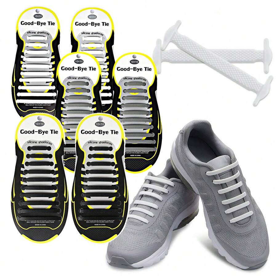 3 Pares Cordones Multicolores,Cordones De Silicona,agujetas elasticas,agujetas elásticas de Silicon,Cordones para Zapatos,cordones para zapatos sin atar,Agujetas negras, blanco - Unitalla - Ver 1