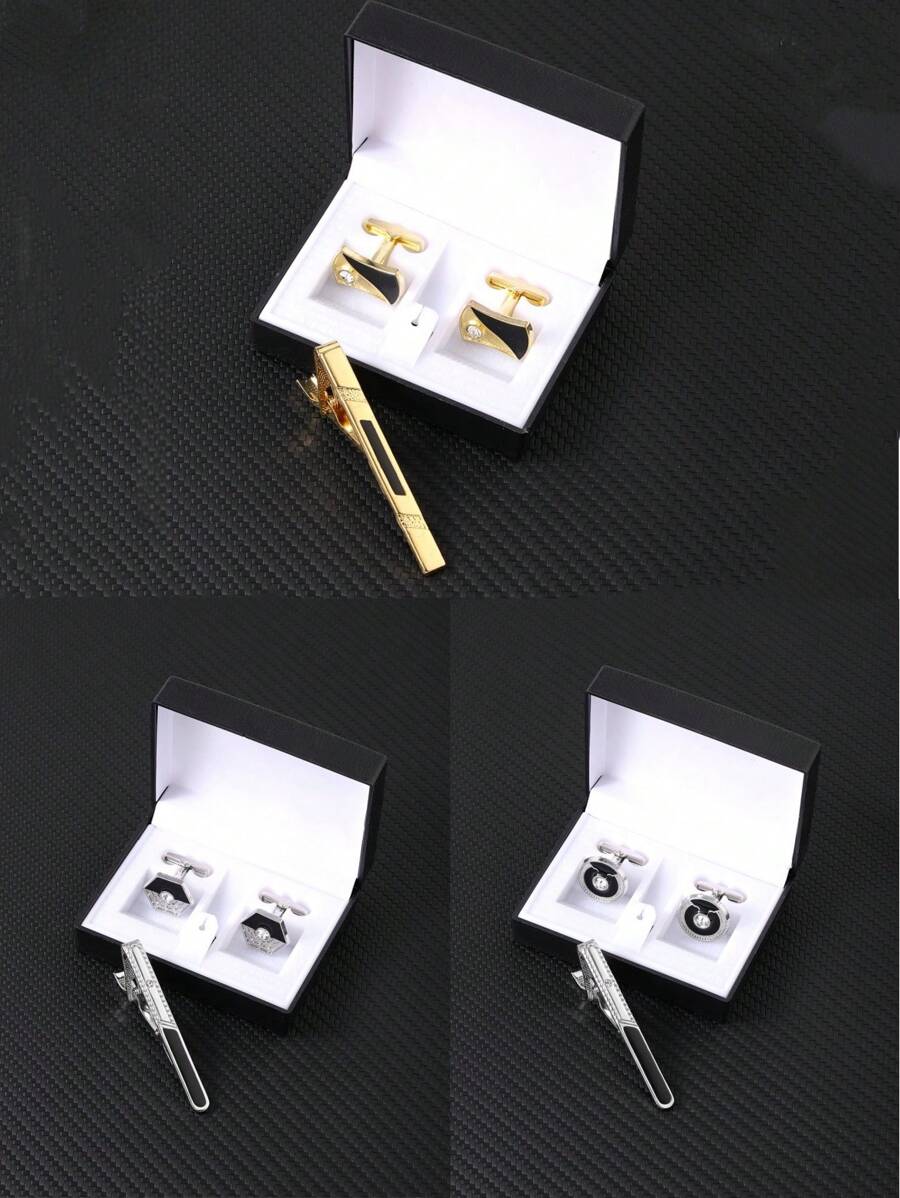 3pcs Nam Kẹp cà vạt Khuy măng sét Bộ , Sành điệu Khuy măng sét Cho nam giới , Bộ đồ Áo sơ mi Khuy măng sét Phụ kiện Cho đám cưới Bộ đồ Qủa tặng Đối với Nam Phụ kiện - Nhiều màu - Xem 1