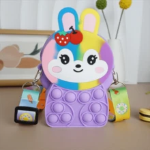 可爱硅胶动物邮差包、零钱包、玩具、流行礼物 - 紫色 - 查看 5