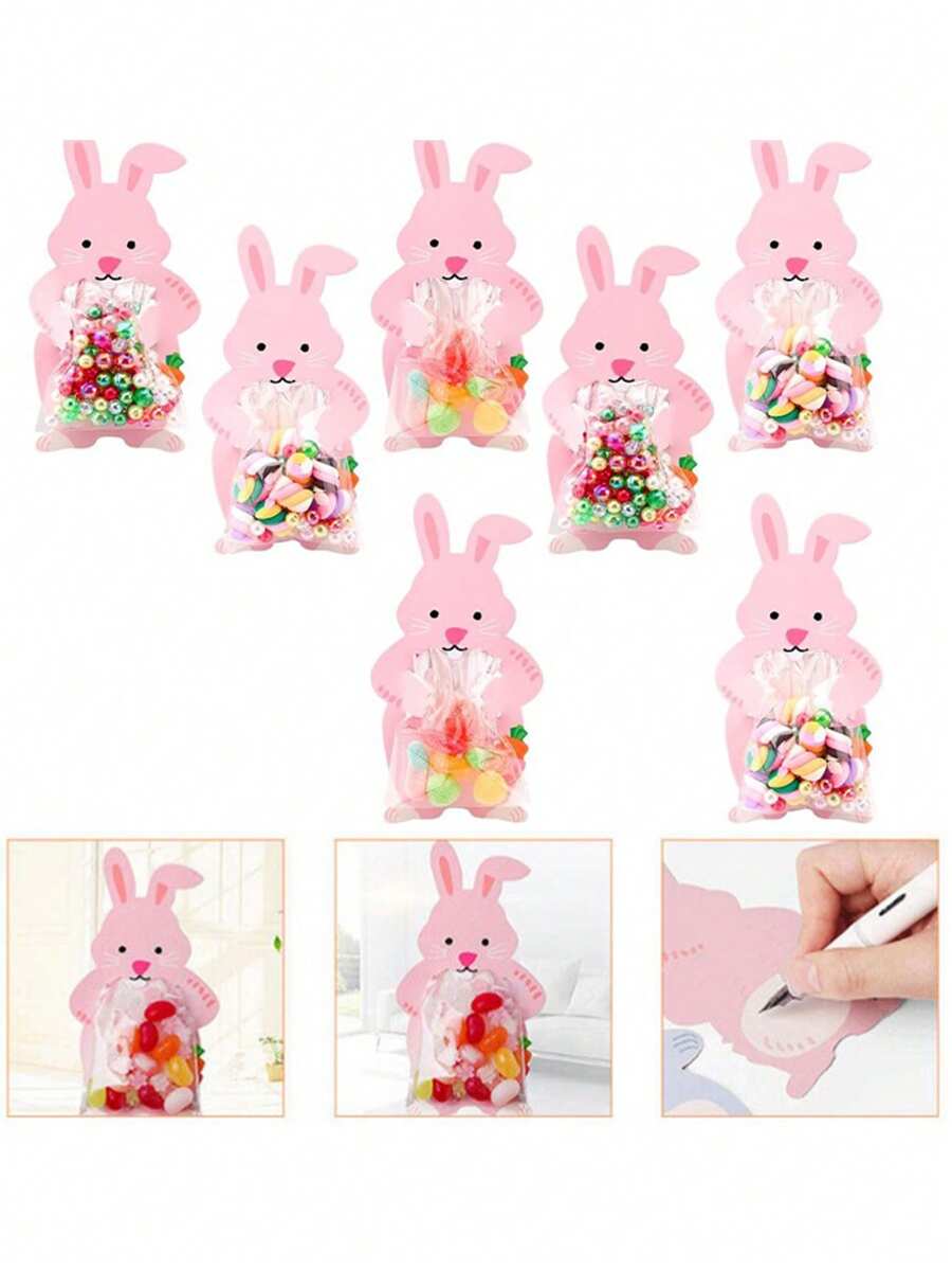 Lot De 10 Sacs À Bonbons En Forme De Lapin De Pâques Avec Cartes De